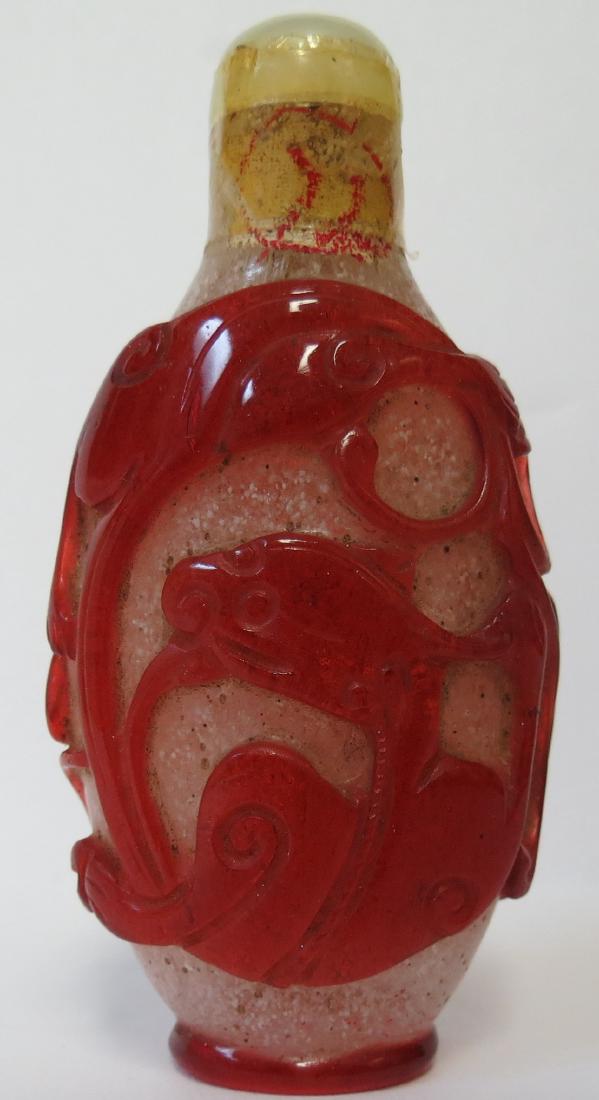 Snuff Bottle, Chinese, overlay  Peking ovoid form H-3" (1 of 3)
