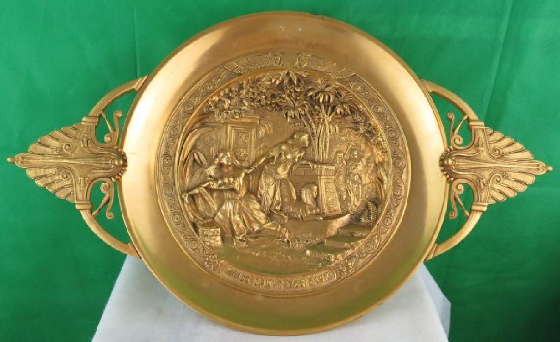 French Bronze Centerpiece, Signed Charles Perron: 19"x 12" Circa.1900, "Moses Salvaged from the Waters" Est. Shipping = $ 130 to U.S