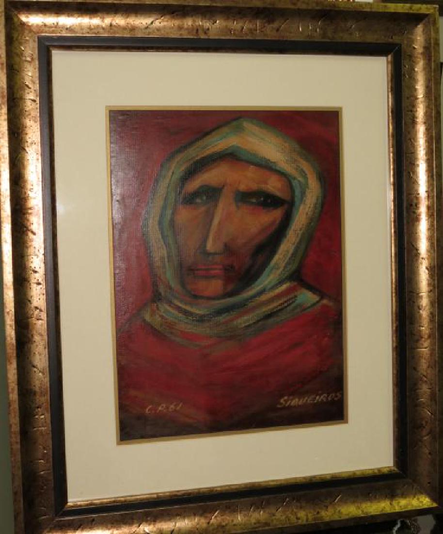David Alfaro Siqueiros - Oil on Canvas COA 15" x 12" (1 of 4)