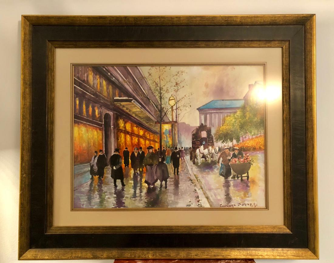 Edouard Cortes (Attrib) Watercolor on paper 18" x 23": Frame: 30" x 36" Shipping in USA $ 130 Cortes was born on August 6, 1882, in Lagny-sur-Marne, about twenty miles east of Paris. His father, Antonio CortÃ©s, had been a painter for the Spanish Royal