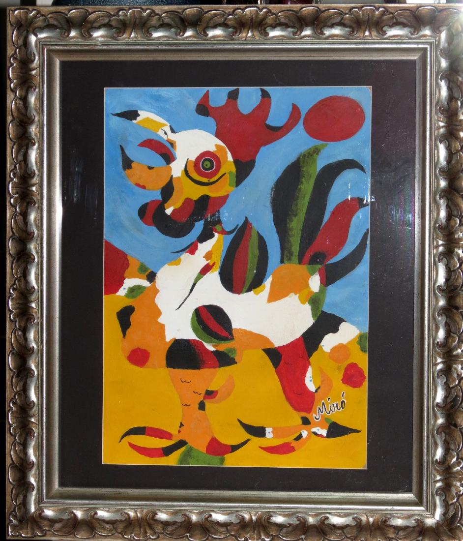 Joan Miro (1944) "El Gallo" Watercolor on Paper COA (1 of 4)