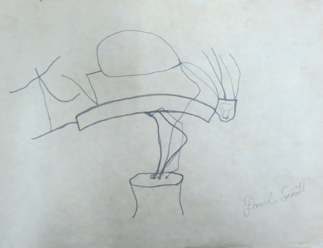 David Smith Pencil on paper (Rough draft) Study 12"x 9": Frame: 20" x 17" Shipping in USA $ 90 Roland David Smith was an American abstract expressionist sculptor and painter, best known for creating large steel abstract geometric sculptures.