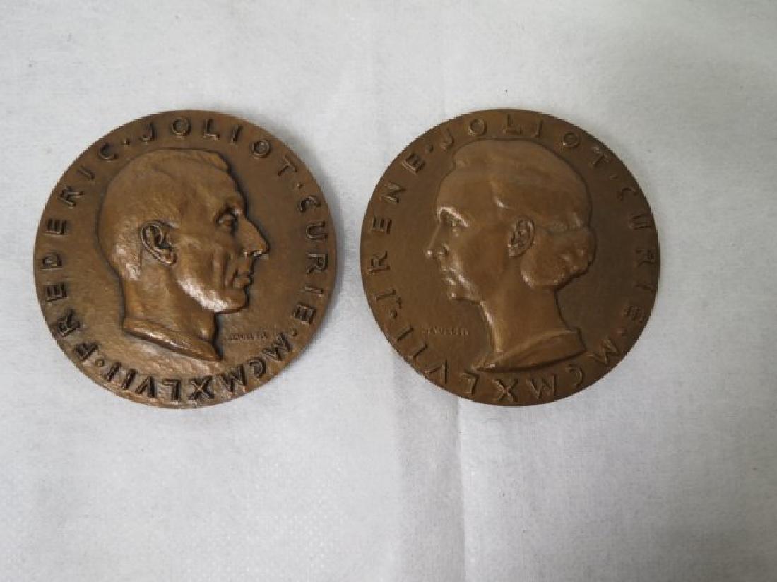 Curie & Curie Pair Bronze medals D: 2.7" 1947 (1 of 4)