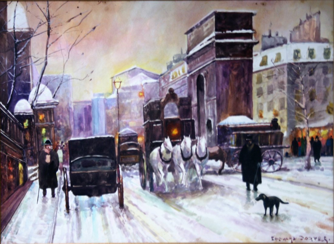 Edouard Cortes Watercolor on Paper 18"x23" Fr: 30"x36": Shipping in USA $ 120. Edouard Leon Cortes (1882-1969)Cortés was born in Lagny, France on April 26, 1882. During his early lifetime, Paris was the center of the art world. Artist from across the glob