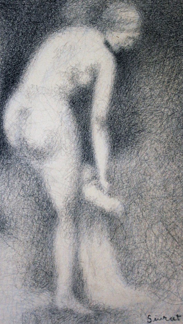Georges Seurat - Mixed media on Paper 9\" x 6\": Shipping in USA $ 20 Unframed - Georges SeuratGeorges-Pierre Seurat was a French Post-Impressionist painter and draftsman. He is noted for his innovative use of drawing media and for devising the pain