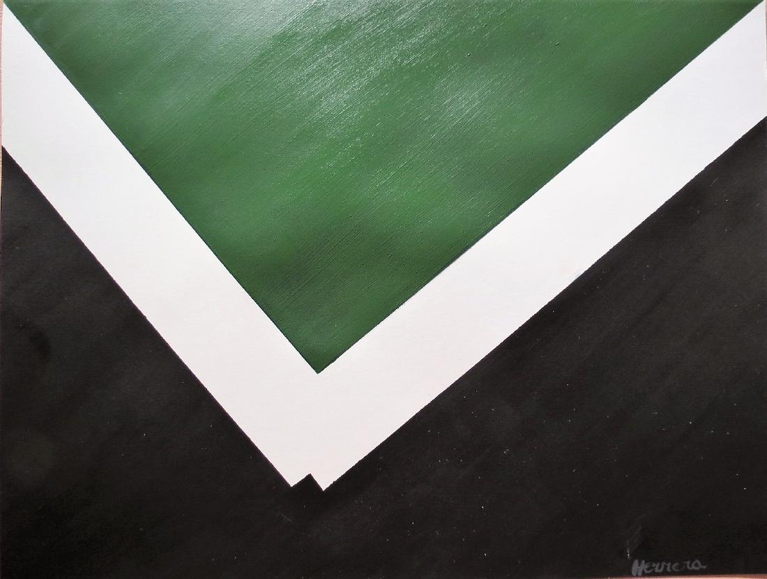 Carmen Herrera Acrylic on paper 12" x 9" Attributed.: Frame: 20" x 17" Shipping in USA $ 90 . Carmen Herrera is a Cuban-American abstract, minimalist painter. She was born in Havana and has lived in New York City since the mid-1950s. Herrera's abstract w