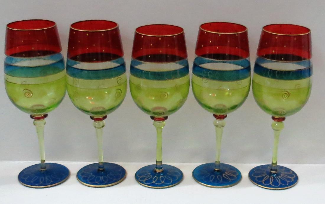 Set of 5 wine colored glasses H: 9.5": Shipping in USA $ 30