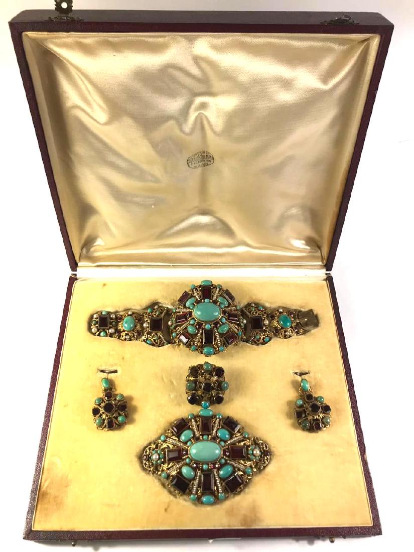 Silver & Stones bracelet earring pendant set (1 of 6)