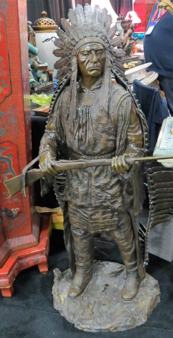 Carl Kauba, Bronze American Indian Chief  H:51" signed (1 of 5)