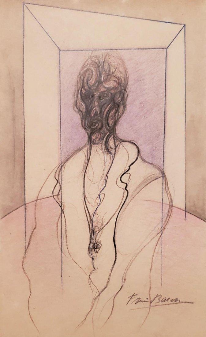 Francis Bacon (Attrib) Mixed media on paper 11.5 x 18": Frame: 18" x 25" Shipping in USA $ 90Francis Bacon, 1st Viscount St Alban, PC QC was an English philosopher and statesman who served as Attorney General and as Lord Chancellor of England. His works ar