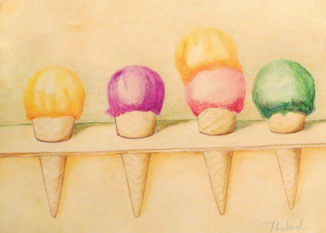 Wayne Thiebaud (Attrib) Pencil on paper 15" x 10.5": Frame: 20" x 16" Shipping in USA $ 90 Wayne Thiebaud is an American painter widely known for his colorful works depicting commonplace objects, lipsticks, paint cans, ice cream cones, pastries, and hot