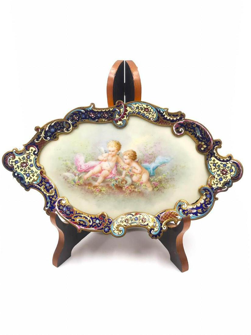 Champleve & Sevres Porcelain Cards Tray 11" x 6" Enamel: Shipping in USA $ 30 The vast and diverse production of the SÃ¨vres factory in the nineteenth century resists easy characterization, and its history during this period reflects many of the changes a