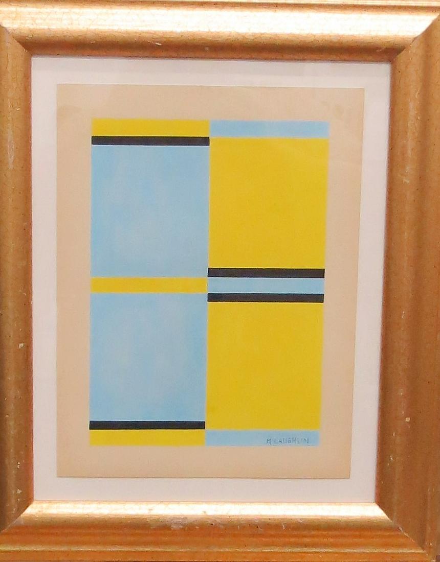 John McLaughlin - Gouache on paper 12.2" x 9.2": Frame: 18" x 15" Shipping in USA $ 90 John McLaughlin work fuses Zen painting, Constructivism, and hard-edged Minimalism in geometric compositions of lines, squares, and rectangles rendered in a palet