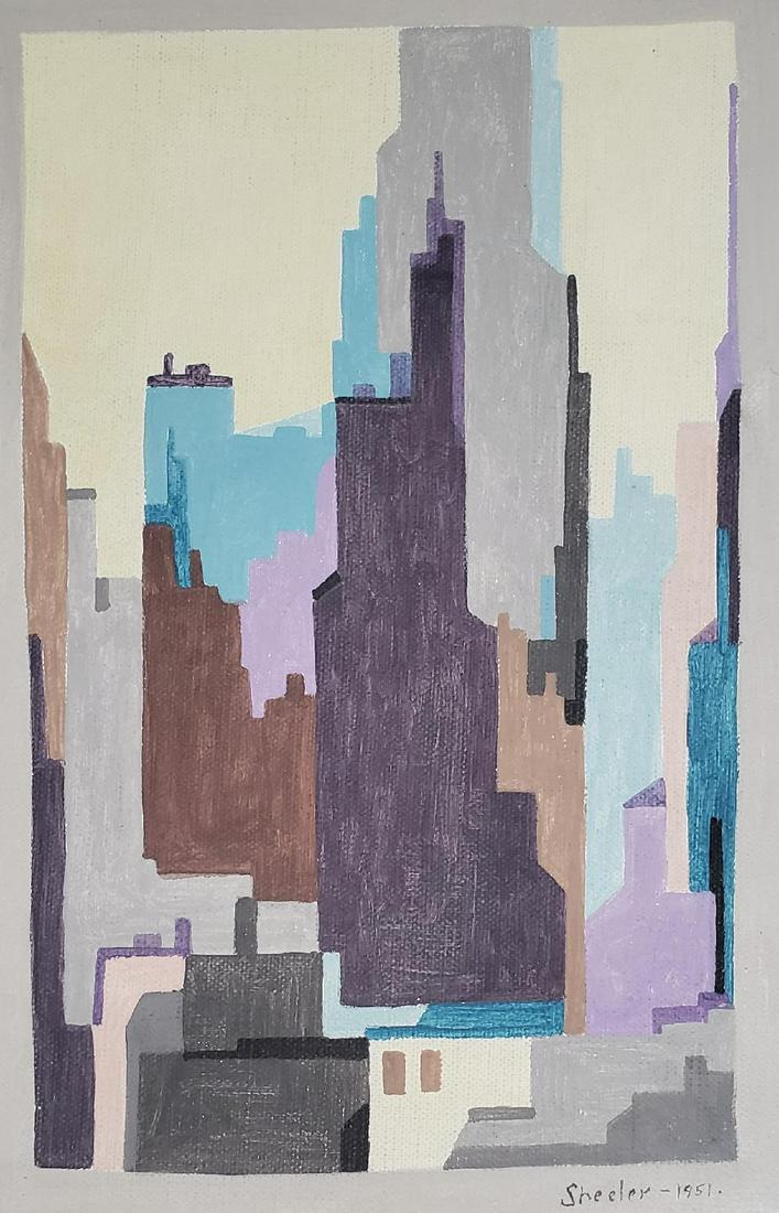 Charles Sheeler Gouache on Canvas 12.5" x 8.5": Frame: 20" x 18" Shipping in USA $ 80 Charles Sheeler was an American painter and commercial photographer. He is recognized as one of the founders of American modernism, developing a style of painting