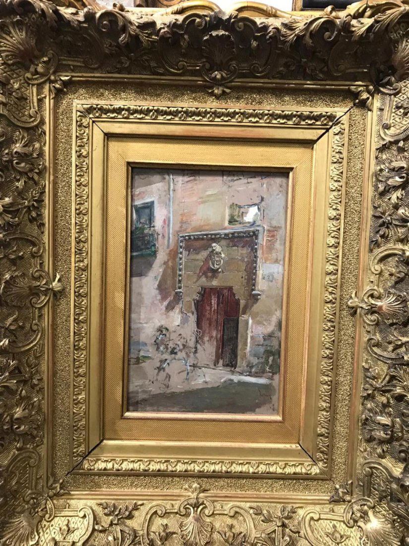 Fortuny & Raimundo Madrazo Oil in Wood: Shipping in USA $ 100Raimundo de Madrazo y Garreta was a Spanish painter from the Madrazo family of artists who worked in the Realistic style; although his later work shows signs of Rococo and Japanes