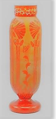 Daum Nancy Cameo Glass Vase Romanian H: 19": Shipping in USA $ 100