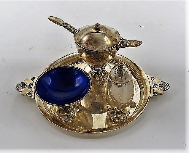 Georg Jensen Silver Condiment Set Tray 7" x 5.5" (1 of 4)