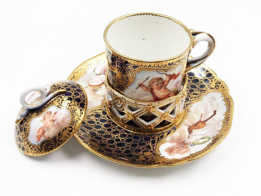 Porcelain Small Cup Hand Painting w/ Marks H: 6" (1 of 8)