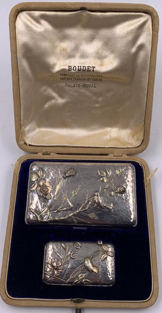 Sterling Silver & Gold Cigar and Matches Case in Box (1 of 5)