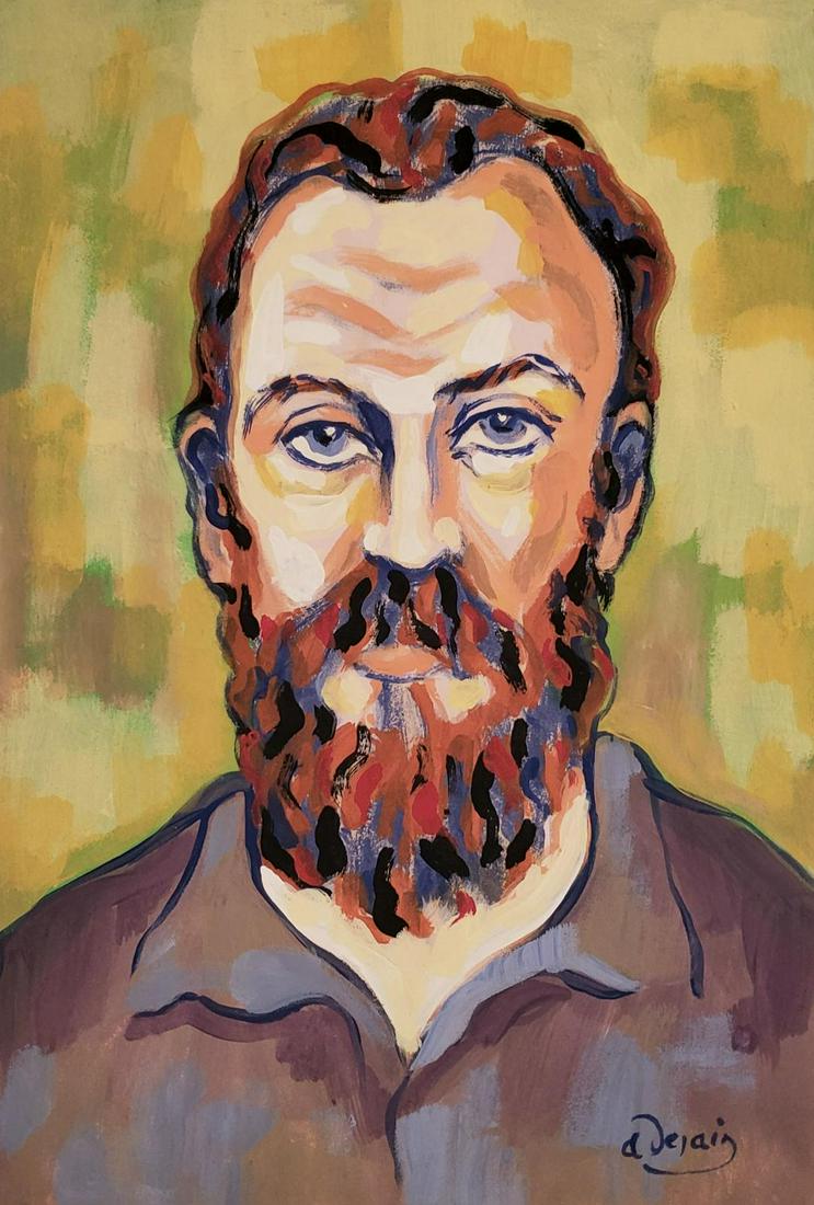 Andre Derain (Attributed) Gouache on Paper 15" x 10": Frame: 20" x 15" Shipping in USA $ 90 AndrÃ© Derain was a French artist, painter, sculptor and co-founder of Fauvism with Henri Matisse