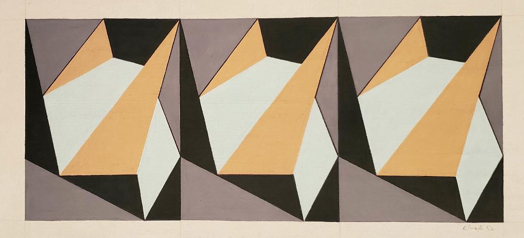 Lygia Clark 1952 Gouache on Canvas 19" x 9.5": Frame: 24" x 15" Shipping in USA $ 100 Lygia Pimentel Lins, better known as Lygia Clark, was a Brazilian artist best known for her painting and installation work. She was often associated with the Bra