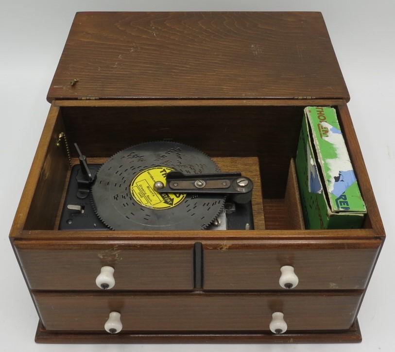 Thorens Old Metal Disk Music Box w/ 10 Swiss Disks: Perfect Condition 6" x 11" x 6" Shipping in USA $ 35