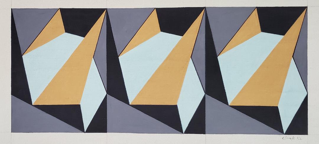 Ligia Clark 1952 Ink & Acrylic on Canvas 9.5" x 19": Frame: 15" x 25" Shipping in USA $ 100 Lygia Pimentel Lins, better known as Lygia Clark, was a Brazilian artist best known for her painting and installation work. She was often associated with the Bra
