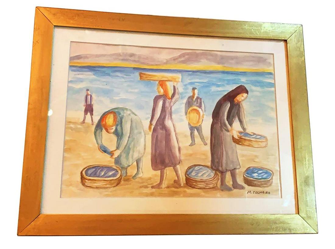 Manuel Colmeiro Gouache on Paper 13.5" x 9.7": Unframed Shipping in USA $ 80 Manuel Colmeiro 1901-1999 He emigrated to Buenos Aires from a very young age , he knew how to combine nocturnal pictorial studies with a job in a shoe factory. For a year
