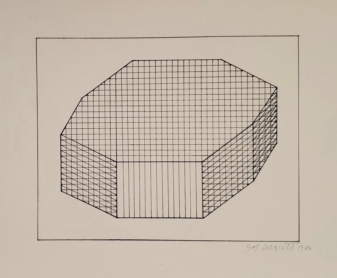 Sol Lewitt 1980 Ink on Paper (Attributed) 10" x 12": Frame: 16" x 18" Shipping in USA $ 90 Solomon "Sol" LeWitt was an American artist linked to various movements, including Conceptual art and Minimalism.