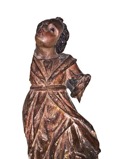 Very Old Religious Sculpture H: 19.1" (Circa 1800s): Fragment of a larger artwok - Shipping in USA $ 70