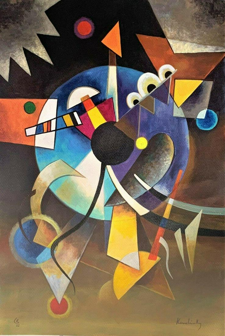 After Wasily Kandindki Acrylic on Board 22" x 15": Provenance Estate Alvarez - Izquierdo Shipping in USA $ 100 Wassily Wassilyevich Kandinsky was a Russian painter and art theorist. Kandinsky is generally credited as the pioneer of abstract art. Born 