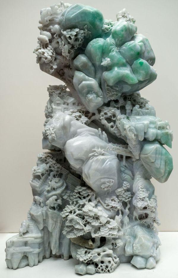 Large Jadeite Sculpture H:27" W:20" D:7" 130Lbs: Excellent Carving - Shipping in USA $ 280