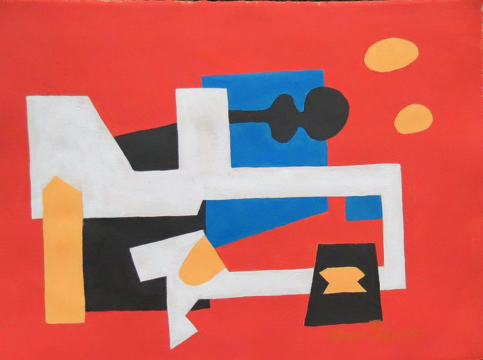 Stuart Davis (After) Acrylic on paper 15"x 11" Signed: Frame: 24" x 20" Shipping in USA $ 100 Stuart Davis, was an early American modernist painter. He was well known for his jazz-influenced, proto-pop art paintings of the 1940s and 1950s, bold, brash, an