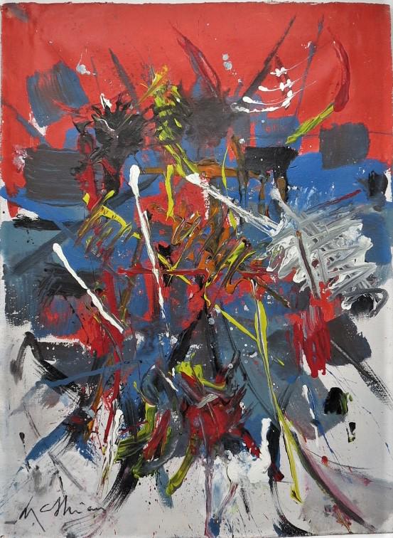 Georges Mathieu 1988 Acrylic on Canvas 22.5" x 17": Signed & Dated on the Back "Cruel Hopes # 2" Unframed - Shipping in USA $ 50. This Artwork is Hand Painting, we do not have COA or Certificates. Provenance Estate from Argentinian Collector.Georges Ma