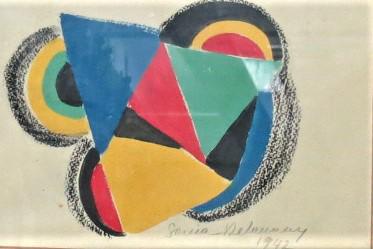 Sonia Delaunay 1942 Gouache on Paper Art: 14" x 10": Frame: 20" x 15" No COA or Certificates - Provenance Miami Estate - Shipping in USA $ 90 Sonia Delaunay was a Ukrainian-born Russian artist, who spent most of her working life in Paris. She formally t