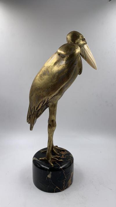 Marcel Bouraine Art Deco Bronze Sculpture Gaban Stork (1 of 7)