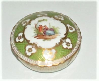 Dresden Porcelain Mini Box H: 1.5" Diameter: 4" (1 of 3)