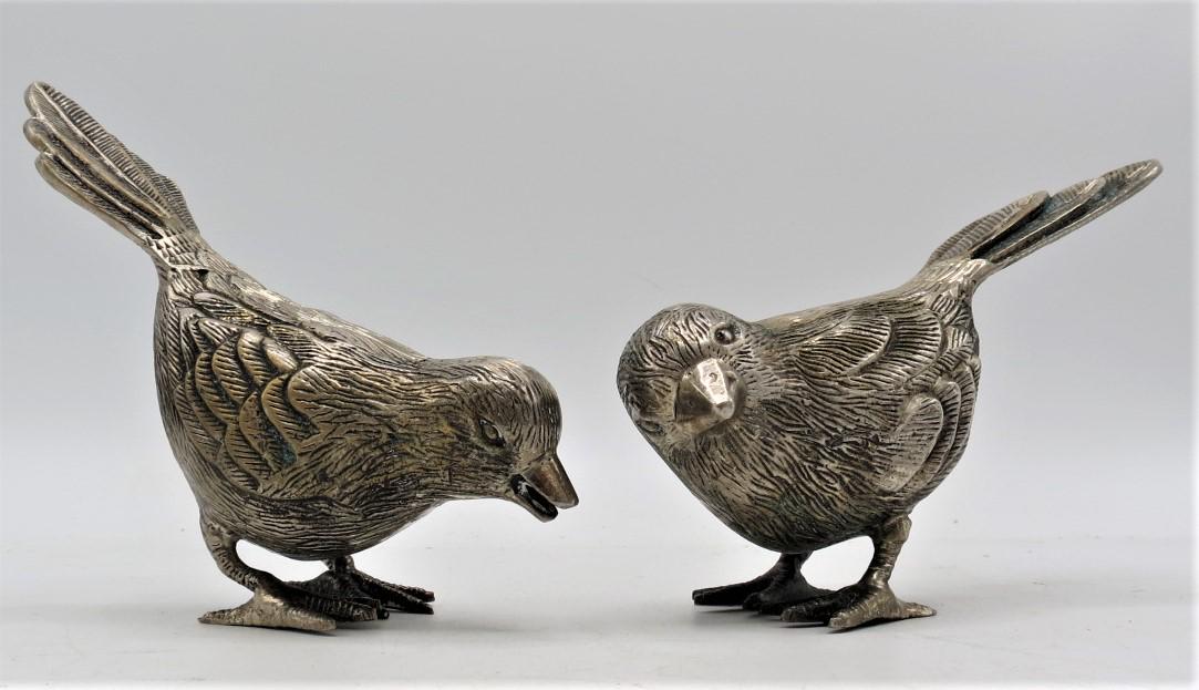 Pair of Bronze Birds H: 3" W: 5" D: 2" Silverplated (1 of 4)