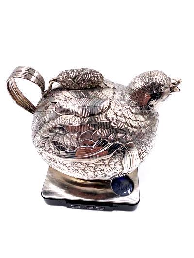 Japanese .900 Silver Tea Pot 368 grms 4" x 5.7" (1 of 5)