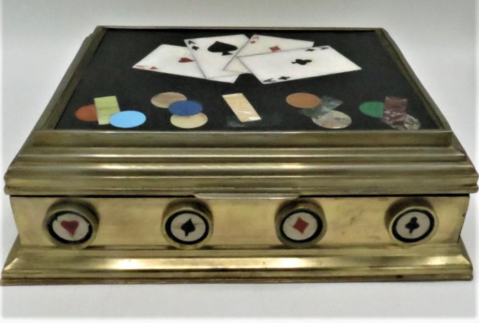 Pietra Dura & Bronze Magnificent Cards Box - Italy (1 of 7)