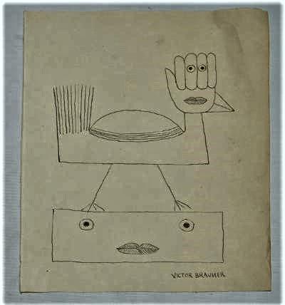 Victor Brauner Pencil on Paper 12" x 10" Unframed: Shipping in USA $ 20 Victor Brauner was a Romanian sculptor and painter of surrealistic images