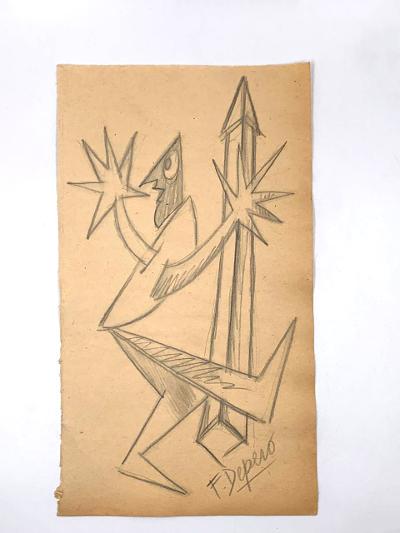 Fortunato Depero Pencil on Paper Rough Draft 10" x 6": Unframed Shipping in USA $ 20 Fortunato Depero (March 30, 1892 â€“ November 29, 1960) was an Italian futurist painter, writer, sculptor and graphic designer.