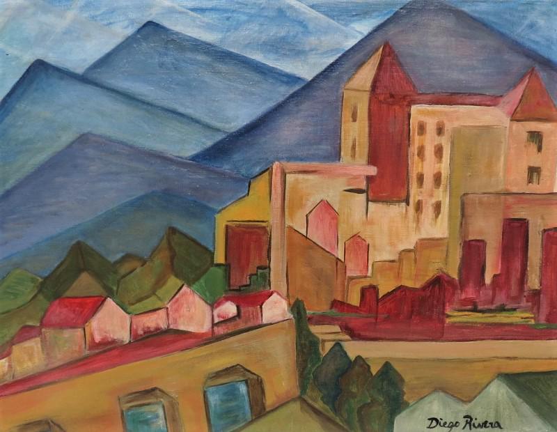 Diego Rivera Oil on Canvas Cubist Style 17.6" x 13.2" (1 of 5)