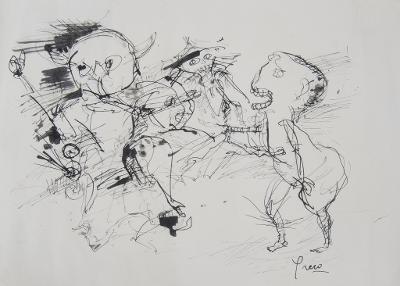 Alberto Greco Pencil on Paper 12.5" x 16" Unframed: No COA Shipping in USA $ 20 Alberto Greco was an Argentine artist who was instrumental in the development of conceptual art in Argentina, Brazil, and Spain. His best known artwork is a series called V