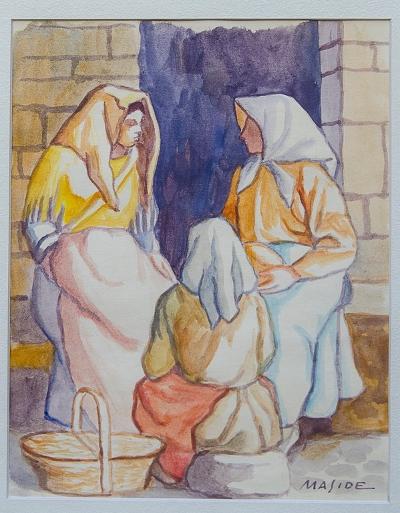 Carlos Maside Gouache on Paper 11" x 9" Unframed (1 of 1)