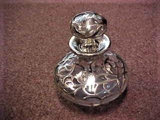 Sterling Silver Overlay Perfume Bottle, (1 of 1)