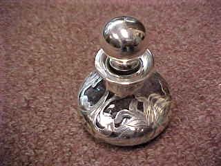 Sterling Silver Overlay Perfume Bottle. (1 of 1)
