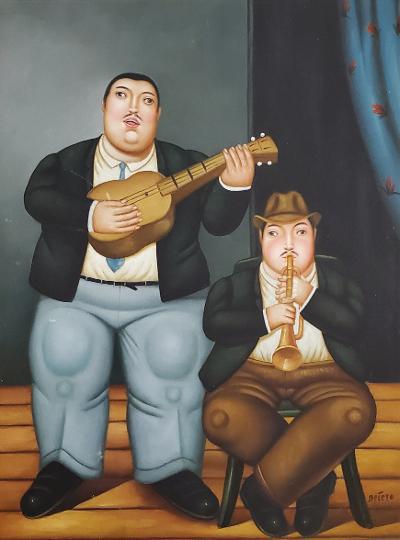 Fernando Botero (IN the Mannor) Oil on Canvas: 16" x 12" Frame: 22" x 18" Shipping in USA $ 90.