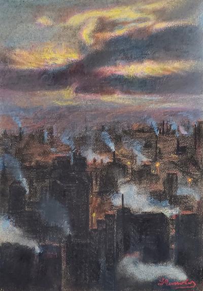 Luigi Russolo Charcoal & Paste on Paper Art: 9.5" x: Frame: 18" x 14" No COA Shipping in USA $ 85