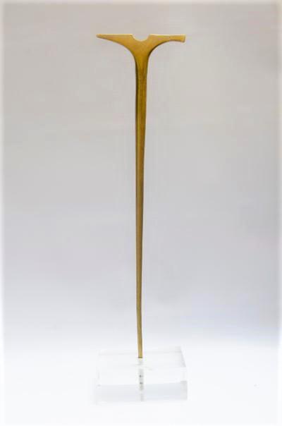 Bronze & Lucite Minimalist Sculpture H: 14" (1 of 3)